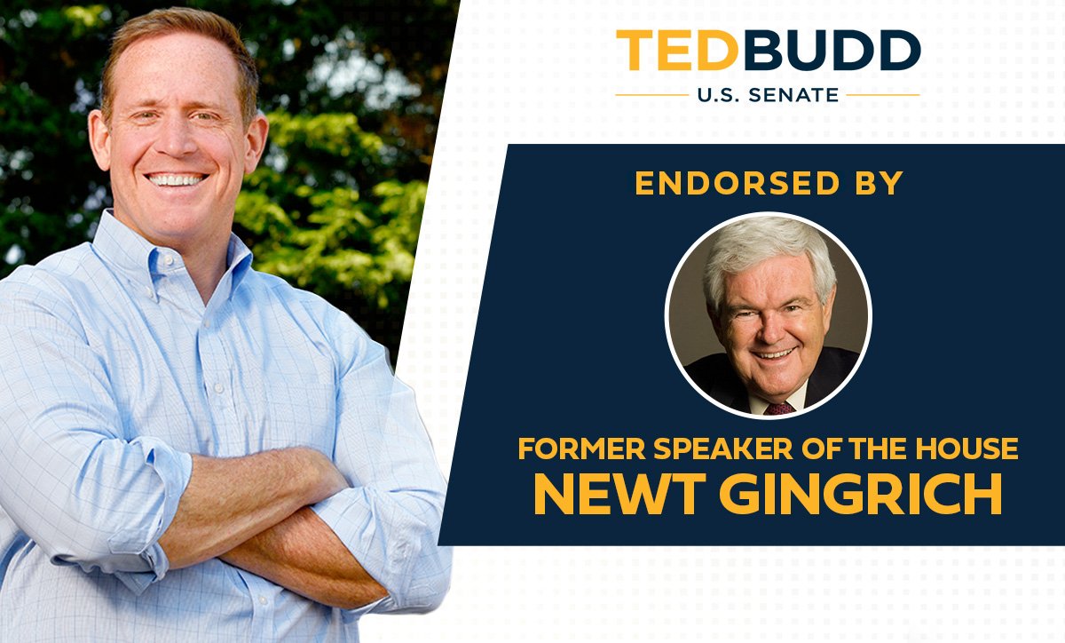 Conservative Icon Newt Gingrich Endorses Ted Budd for US Senate