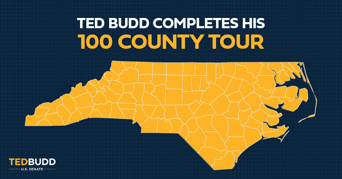 Ted Budd Takes the Biden Agenda Crusher to All 100 Counties in NC – Next Stop is Victory Lane!